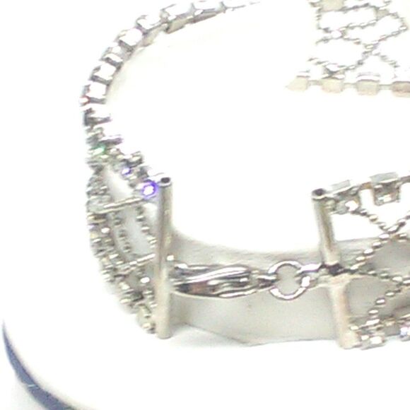 VTG Silver-tone Crystal Rhinestone Metal Mesh 7" Bracelet Lobster Clasp - Picture 10 of 16
